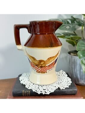 National Gallery of Art Eagle Ceramic Pitcher American Flag Americana 5.5" 1976